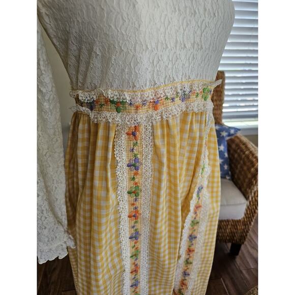 Vintage 1970's Floral Lace Praire Dress Boho Cottagecore Peasant Women's M - Picture 13 of 16